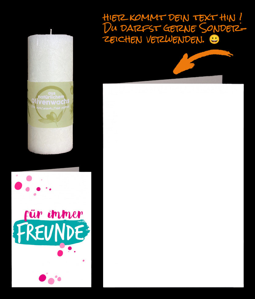 Freunschaft Karte: "für immer Freunde" und nachhaltige Olivenkerze. Freunde sind wichtig - zeig es ihnen.